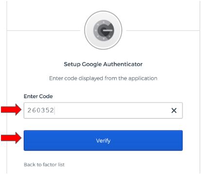 Code to verify google authenticator