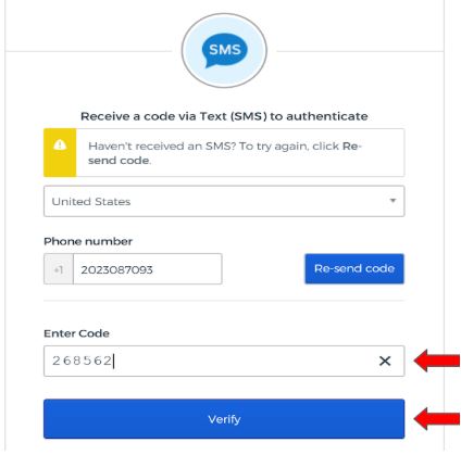 Code to verify text authentication