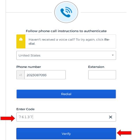 Code to verify voice authentication