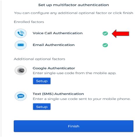 Voice authentication setup successfully